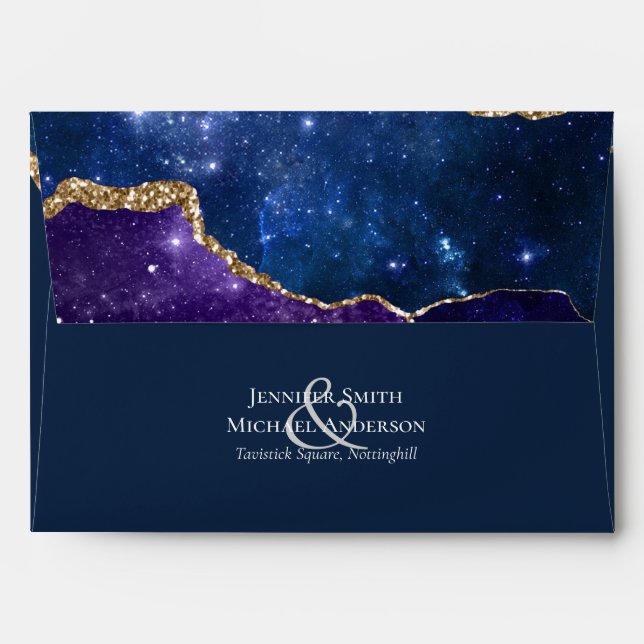 Sublime Agate Blue Gold WEDDING SUITE Envelope (Back (Top Flap))