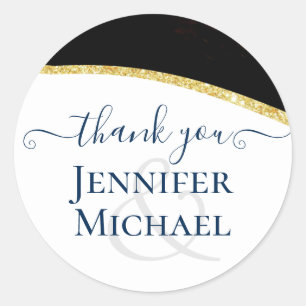 Sublime Black and Gold Modern Wedding Classic Round Sticker