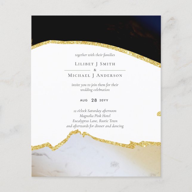 Sublime Black and Gold Modern Wedding Flyer (Front)