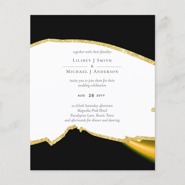 Sublime Black White Gold Wedding Flyer (Front)