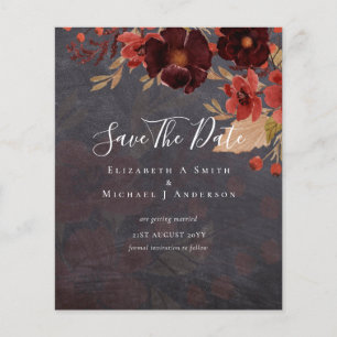Sublime Burgundy Floral Wedding SAVE DATES Budget Flyer