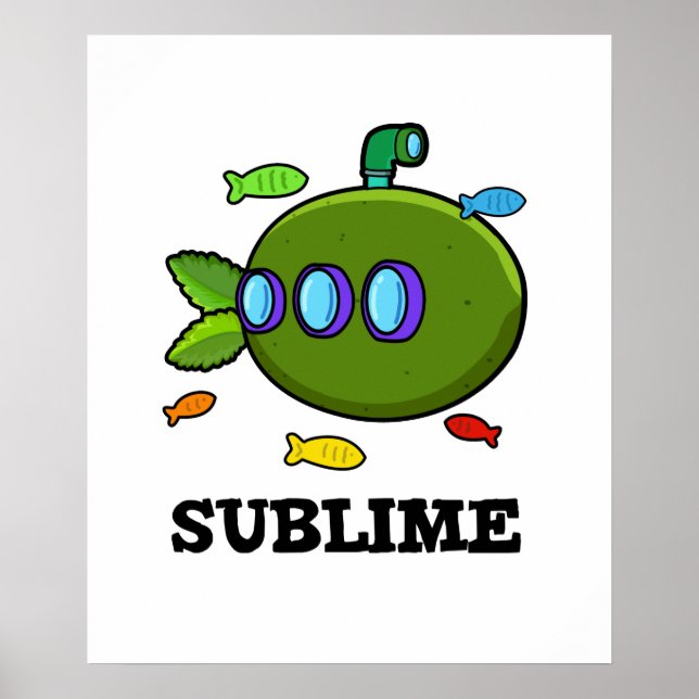 Sublime Cute Submarine Fruit Lime Pun Poster (Front)