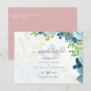 Sublime Dusty Blue Flowers Sage Green Wedding Postcard