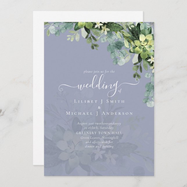 Sublime Dusty Blue GREENERY Eucalyptus WEDDING (Front/Back)
