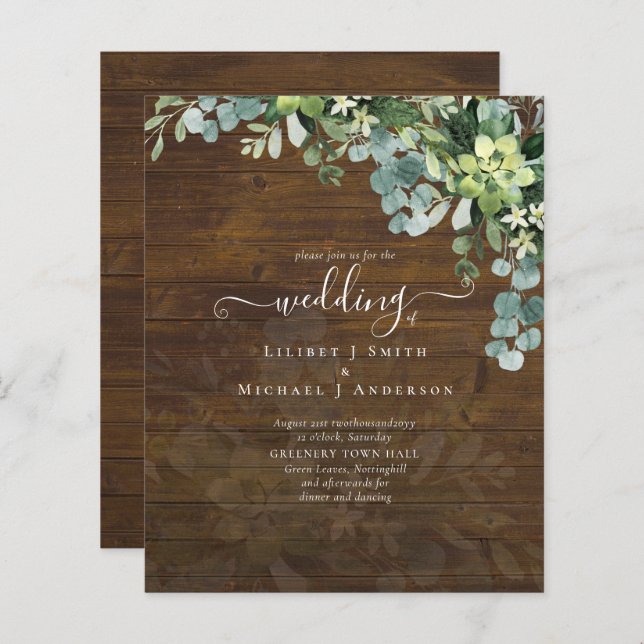 Sublime Dusty Blue GREENERY Eucalyptus WEDDING (Front/Back)