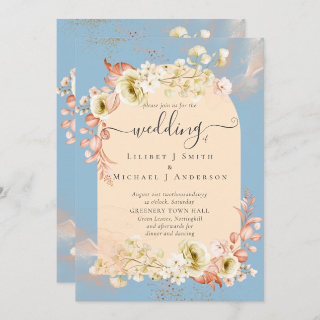 Sublime Dusty Blue Peach Wedding (Front/Back)