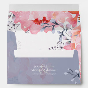 Sublime Dusty Blue Pink Blossom Wedding Suite Envelope