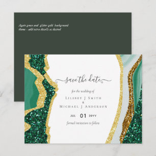 Sublime Emerald Green Gold Agate Wedding Postcard
