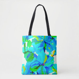 Sublime Himalayan Poppy Aqua Green Floral Pattern Tote Bag