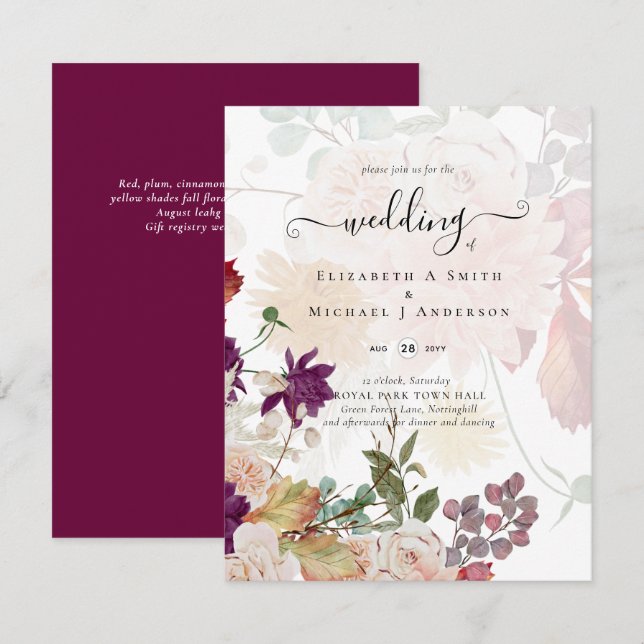 Sublime Mulberry orange Floral Wedding Suite (Front/Back)