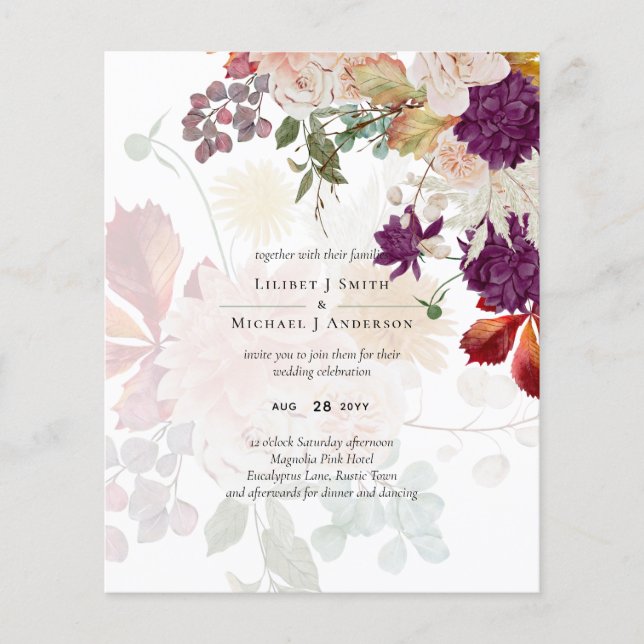 Sublime Mulberry orange Floral Wedding Suite Flyer (Front)