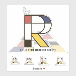 Sublime Neoplasticism Art Monogram. Letter R 