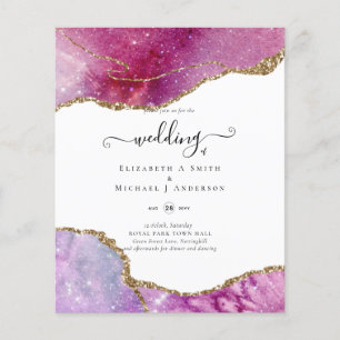 Sublime Pink AGATE Gold Glitter Wedding Chic Flyer