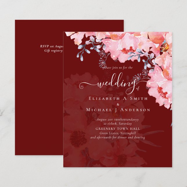 Sublime Pink Blossoms WEDDING SUITE - BUDGET (Front/Back)
