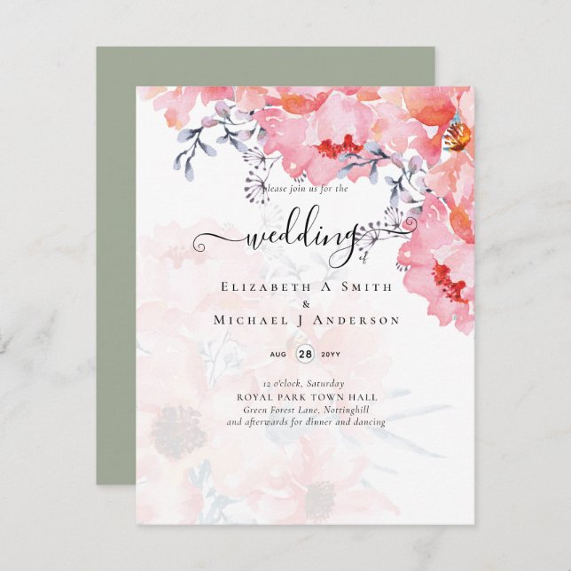 Sublime Pink Blossoms WEDDING SUITE - BUDGET (Front/Back)