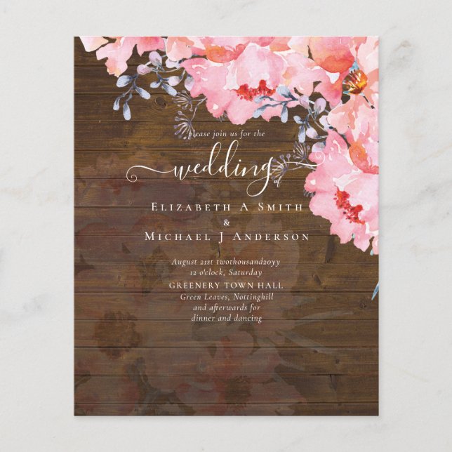 Sublime Pink Blossoms WEDDING SUITE - BUDGET Flyer (Front)