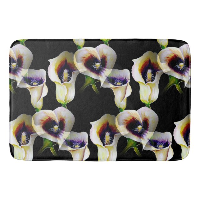 Sublime Watercolor Arum Calla Lilies Bath Mat (Front)
