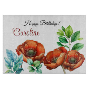 Sublime Watercolor Bold Red Poppies Cutting Board
