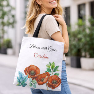 Sublime Watercolor Red Poppies Happy Retirement Tote Bag