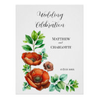 Sublime Watercolor Red Poppies in Vintage Style