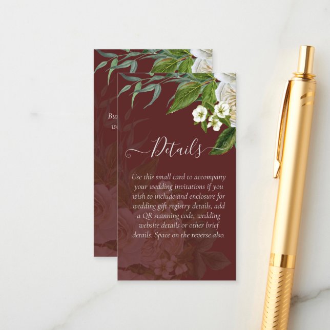 Sublime Wedding Invitations DETAILS Enclosure Rose (Front/Back In Situ)