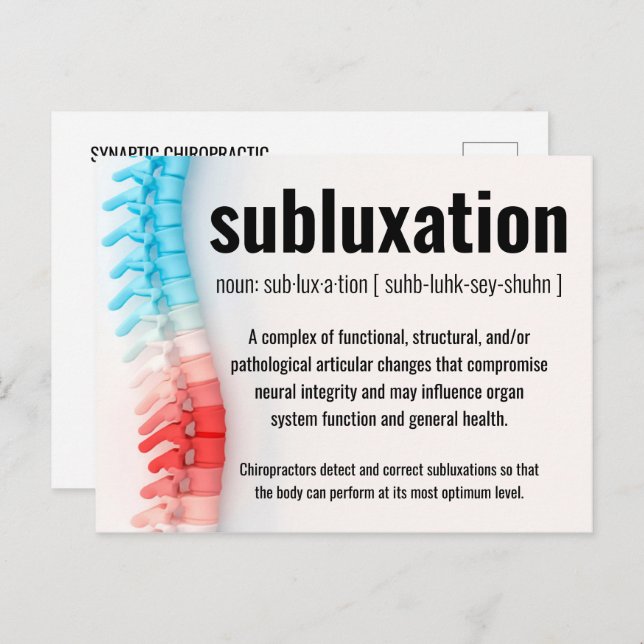Subluxation Chiropractic Recall/Reactivation Postcard (Front/Back)