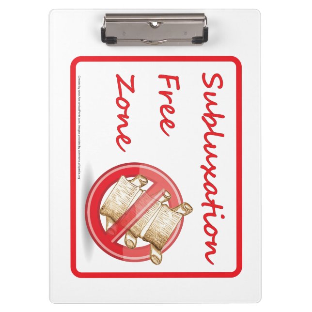Subluxation Free Zone Chiropractic Clipboard (Front)