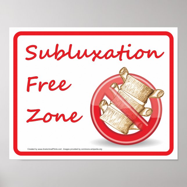 Subluxation Free Zone Chiropractic Wall Sign (Front)