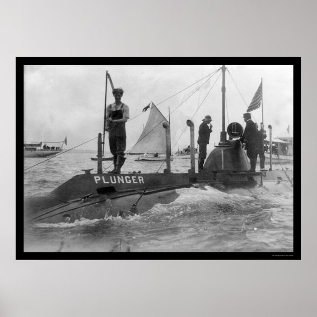 Submarine and Sailboat 1905 Poster (Front)