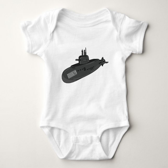 Submarine cartoon illustration baby bodysuit (Front)