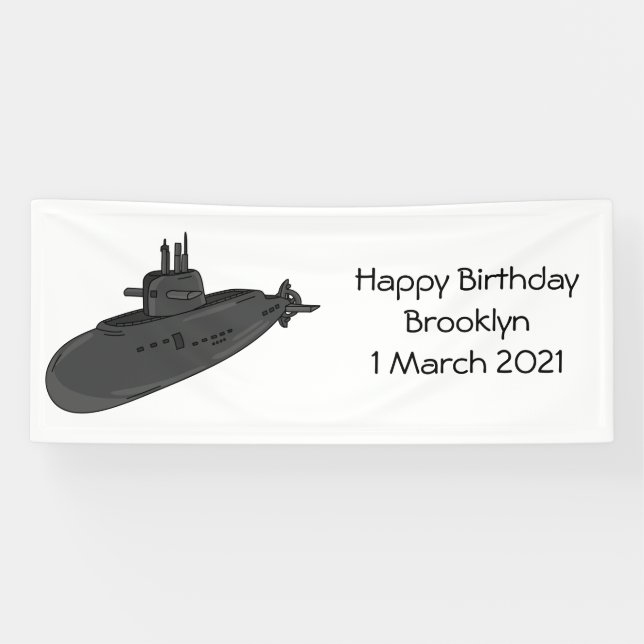 Submarine cartoon illustration banner (Horizontal)