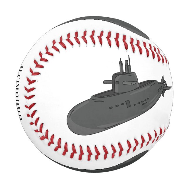 Submarine cartoon illustration baseball (Front Left)
