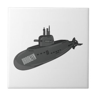 Submarine cartoon illustration ceramic tile
