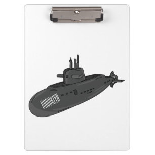 Submarine cartoon illustration clipboard