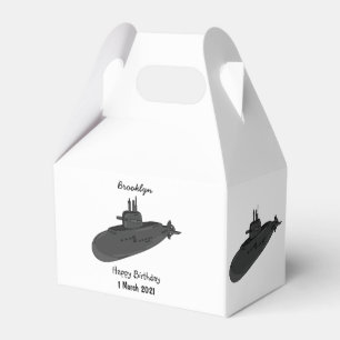 Submarine cartoon illustration favour box