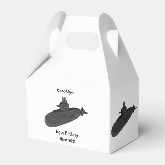 Submarine cartoon illustration favour box (Front Side)