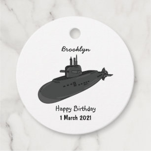 Submarine cartoon illustration favour tags
