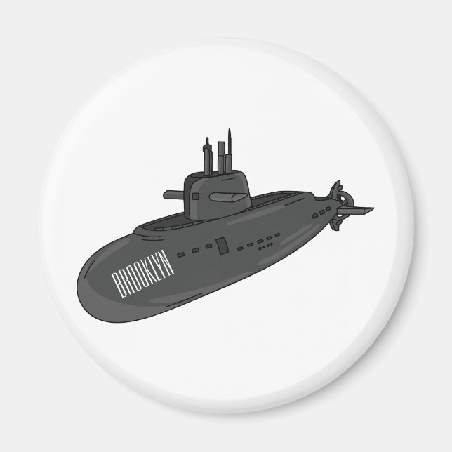 Submarine cartoon illustration  magnet (Front)