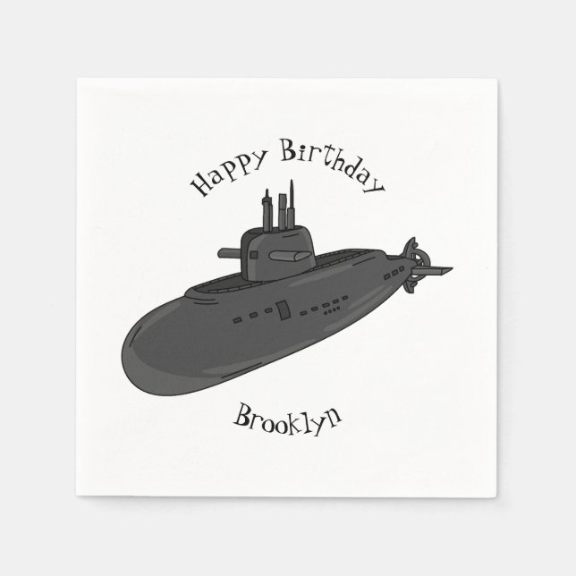 Submarine cartoon illustration napkin (Front)