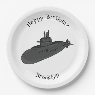 Submarine cartoon illustration paper plate
