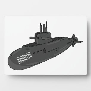 Submarine cartoon illustration  plaque