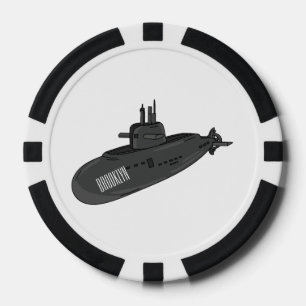 Submarine cartoon illustration poker chips