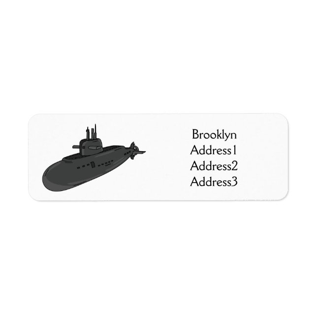 Submarine cartoon illustration return address label (Front)