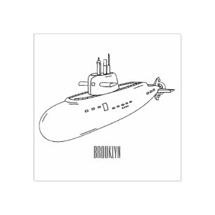 Submarine cartoon illustration rubber stamp