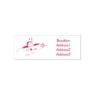 Submarine cartoon illustration self-inking stamp
