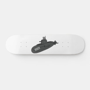 Submarine cartoon illustration  skateboard