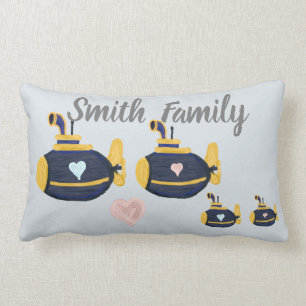 Submarine family 2 kids customise name lumbar cushion