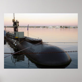 Submarine in Sunrise Poster