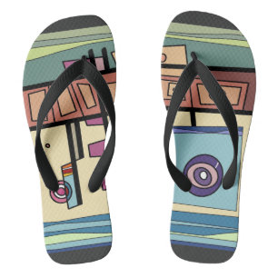 Submarine Life Brown Purple Blue Green  Thongs