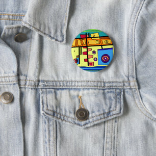 Submarine Life Orange Yellow Blue Green 6 Cm Round Badge